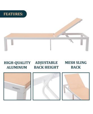 White Aluminum Outdoor Patio Chaise Lounge Chair