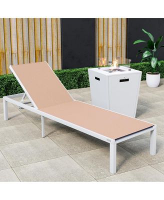 White Aluminum Outdoor Patio Chaise Lounge Chair