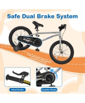 Kids Bike with Adjustable Seat, Hand & Coaster Brake, and Training Wheels