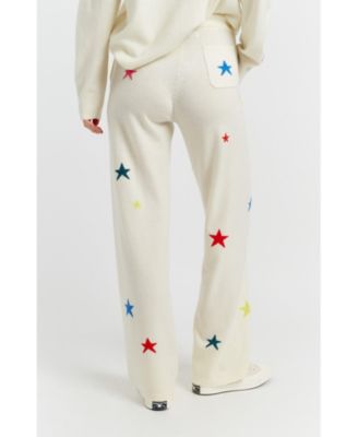 Women's Wool Cashmere Star Wide-Leg Track Pants