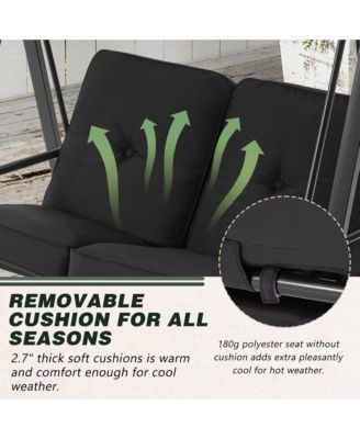 2-Person Metal Patio Swing with Removable Cushion Patio Swing Outdoor Porch Swing Chair for Adults for Garden Backyard Deck
