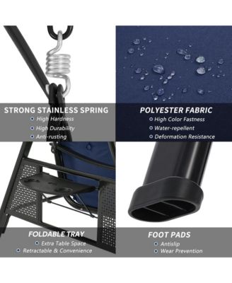 3-Person Metal Patio Swing with Removable Cushion & Cup Holder Patio Swing Outdoor Porch Swing Chair for Adults for Garden Backyard Deck