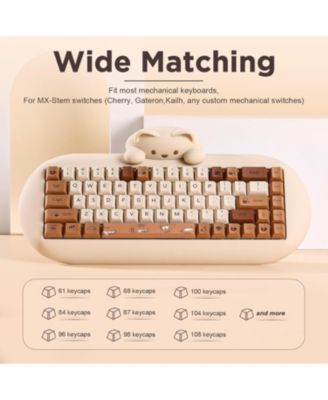 Coffee Cat Dye Sub PBT Keycaps,152 Full Keys Dye Sublimation Custom Keycap with Key Puller for Cherry Gateron MX Switches Mechanical Gaming Keyboard