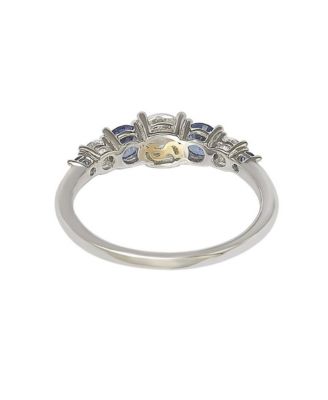 Suzy Levian Sterling Silver Sapphire Classic 7 Stone Ring