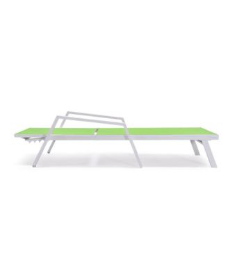 Marlin Patio Chaise Lounge Chair With Armrests in White Aluminum Frame