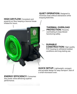 1 HP Green Inflatable Blower - 16G, Stackable Design, 25ft Cord for Quick Setup