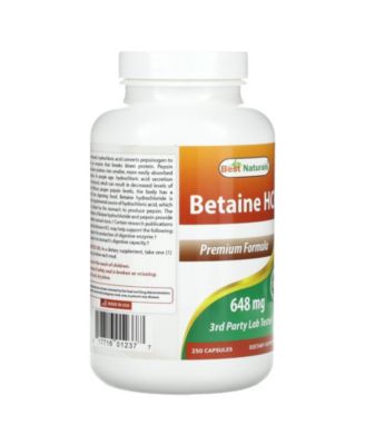 Betaine HCL  648 mg  -  250 Capsules