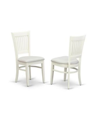 3-Piece Dinette Room Set- 2 Wooden Chairs and Kitchen Dining Table - Linen Fabric Seat and Slatted Chair Back - Linen White Finish