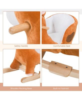 Baby Rocking Horse, Plush Animal Rocker w/ Realistic Sound, Pedals