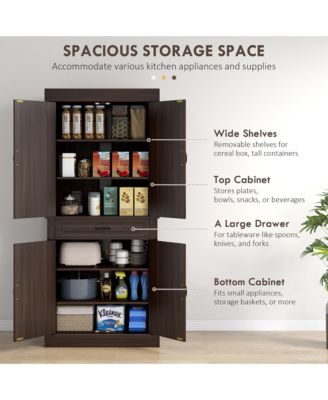 71" Tall Kitchen Pantry Storage Cabinet Server Food Organizer,