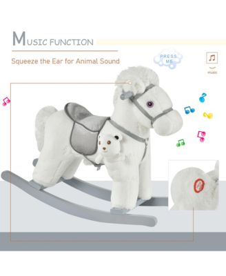 Kids Plush Ride-On Rocking Horse Toy Chair w/ Soft Plush Toy