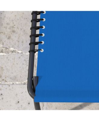 Outdoor Folding Chaise Lounge Chair, Portable Lightweight Reclining Garden Sun Lounger with 4-Position Adjustable Backrest for Patio, Deck, and Poolside, Dark Blue