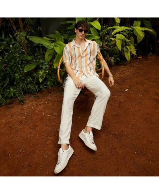 Men's Coral Orange & Saltbox Beige Multitrack Knit Oversized Shirt