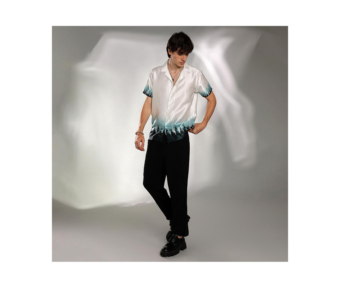 Мужская рубашка Cahoot Campus Sutra Ivory White & Pine Green Pine Ombre, цвет: Белый — фото 7