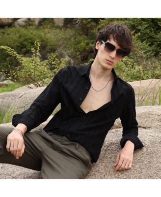 Men's Midnight Blacl Pastel Striped Shirt