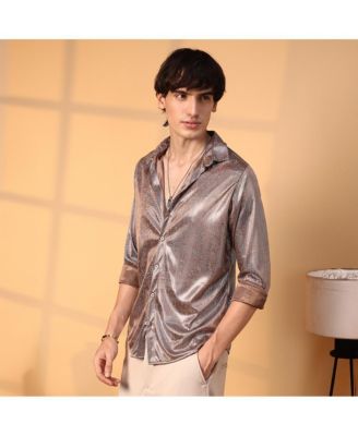 Men's Metallic Brown Sheen Chevron Shirt
