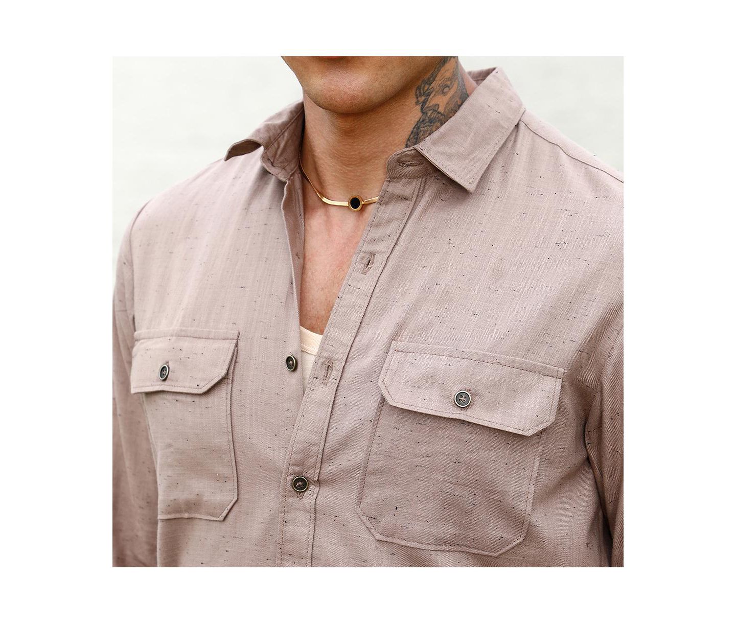 Мужская рубашка Cahoot Campus Sutra Peanut Brown Heathered Utility, цвет: Коричневый — фото 7