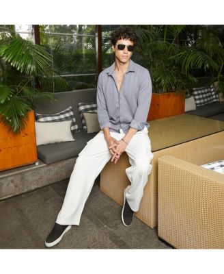 Men's Coin Grey Waffle-Textured Shirt