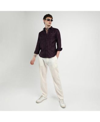 Men's Plum Purple Embroidered One-Lined Shirt