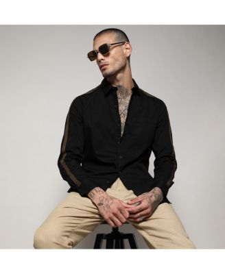 Men's Jet Black Side Striped Shirt
