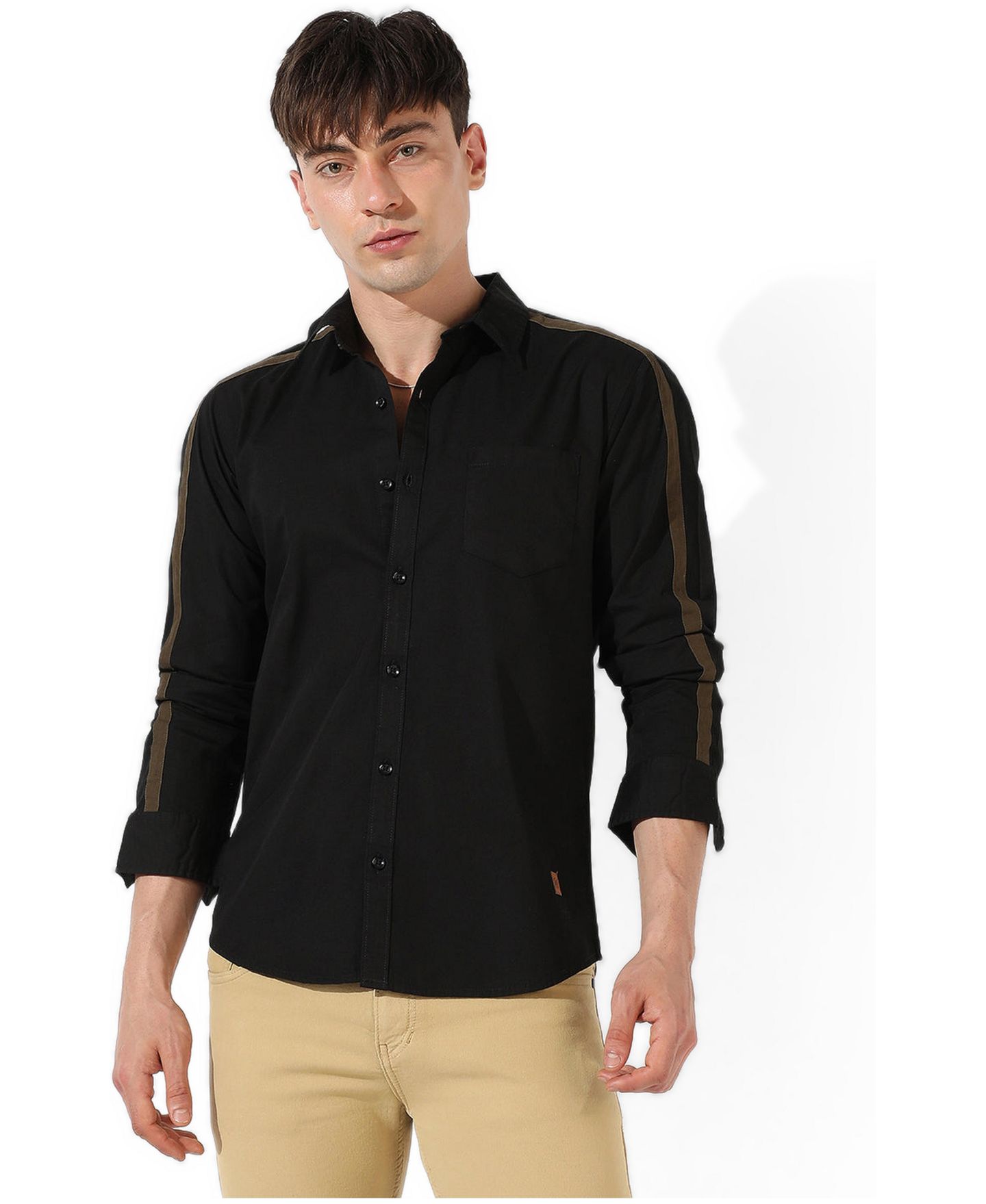 Мужская рубашка Cahoot Campus Sutra Jet Black Side Striped, цвет: Чёрный — фото 3