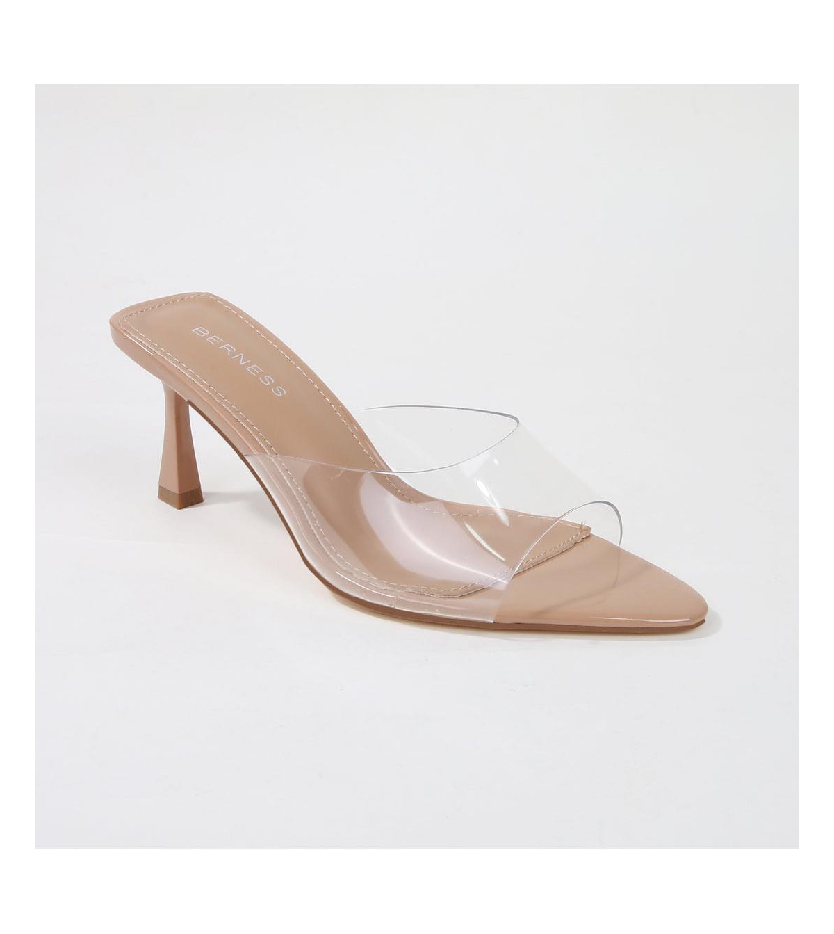 Cana Clear Vinyl Slide Heels - Beige