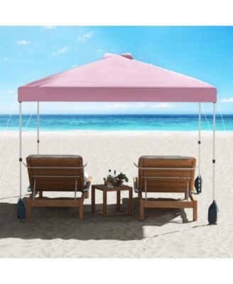 10 X 10 FT Pop up Canopy Tent with 1 Sidewall Wheeled Bag 8 Stakes & 4 Wind Ropes