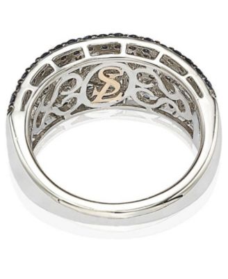 Suzy Levian Sterling Silver 2.28CT Sapphire & Created White Sapphire Abstract Ring