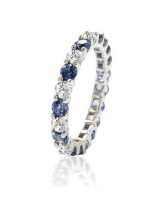 Suzy Levian Sapphire & Created Sapphire Alternating Eternity Band Ring