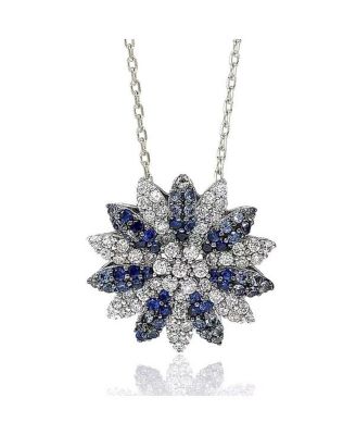 Suzy Levian Sterling Sapphire & Created Sapphire Petite Flower Pendant