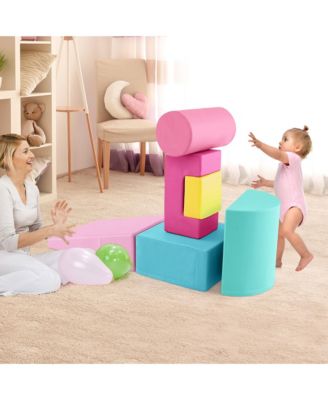 6 PCS Kids Climber Play Set Indoor Foam Climb & Crawl Activity Blocks w/ Cover