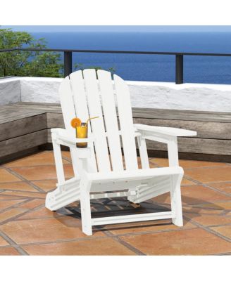 Outdoor Patio HDPE Plastic Adirondack Chair with Cup Holder