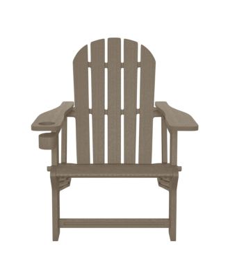 Outdoor Patio HDPE Plastic Adirondack Chair with Cup Holder