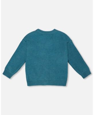 Girl Knitted Cardigan Dark Green with Flower Embroidery - Toddler|Child