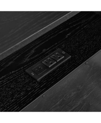 Nightstand with Charging Station & Outlet Hole & 2 Solid Wood Drawers