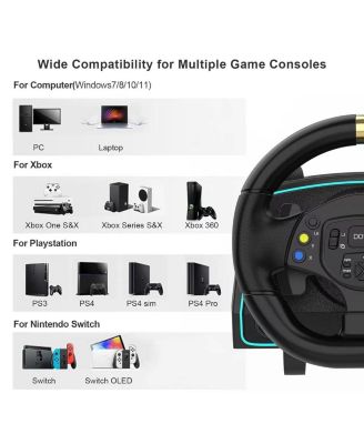 Gaming Steering Wheel with Pedals – 1080&deg; Rotation, Paddle Shifters, Manual Gearbox, Dual Vibration – Compatible with Xbox, PS4, PC, Switch & More