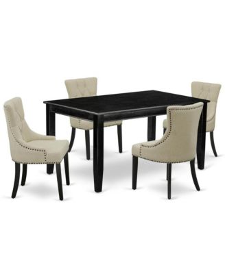 5-Piece Rubberwood Rectangular Table with Parson Chairs Dining Room Set
