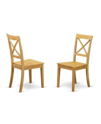 3 Piece Dining Room Table Set - Dropleaf Oak Dining Room Table and 2 Oak Wooden Dining Chairs with X-Back - Oak Finish