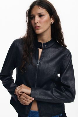 Women's Combined faux leather jacket