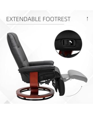 72.75" PU Leather Manual Adjustable Recliner Swivel Chair w/ Footrest,