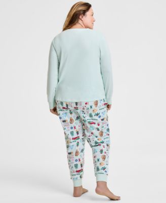 Plus Size Winter Holiday Cotton Pajama Set, Macy's Exclusive
