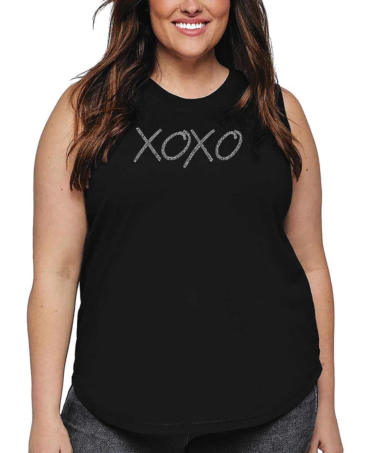 La Pop Art Plus Size Have Yourself A Merry Little Christmas Word Art Tank Top In Black
