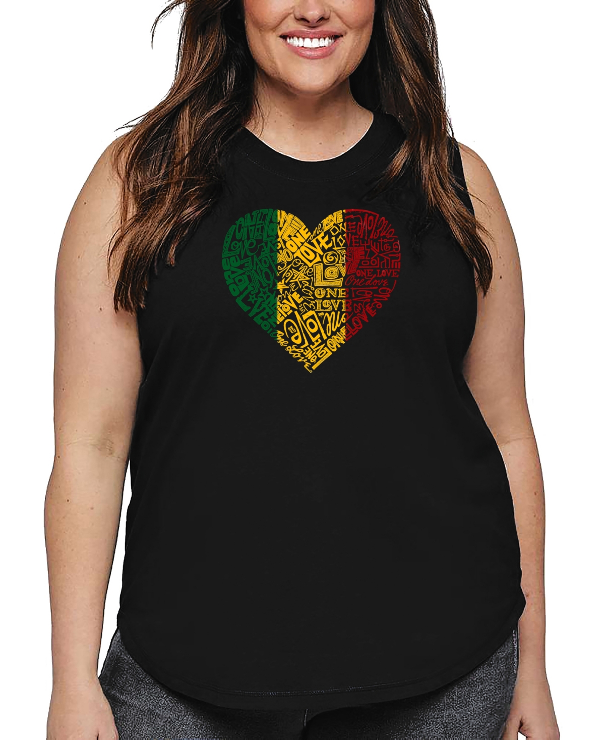 La Pop Art Plus Size Have Yourself A Merry Little Christmas Word Art Tank Top In Black