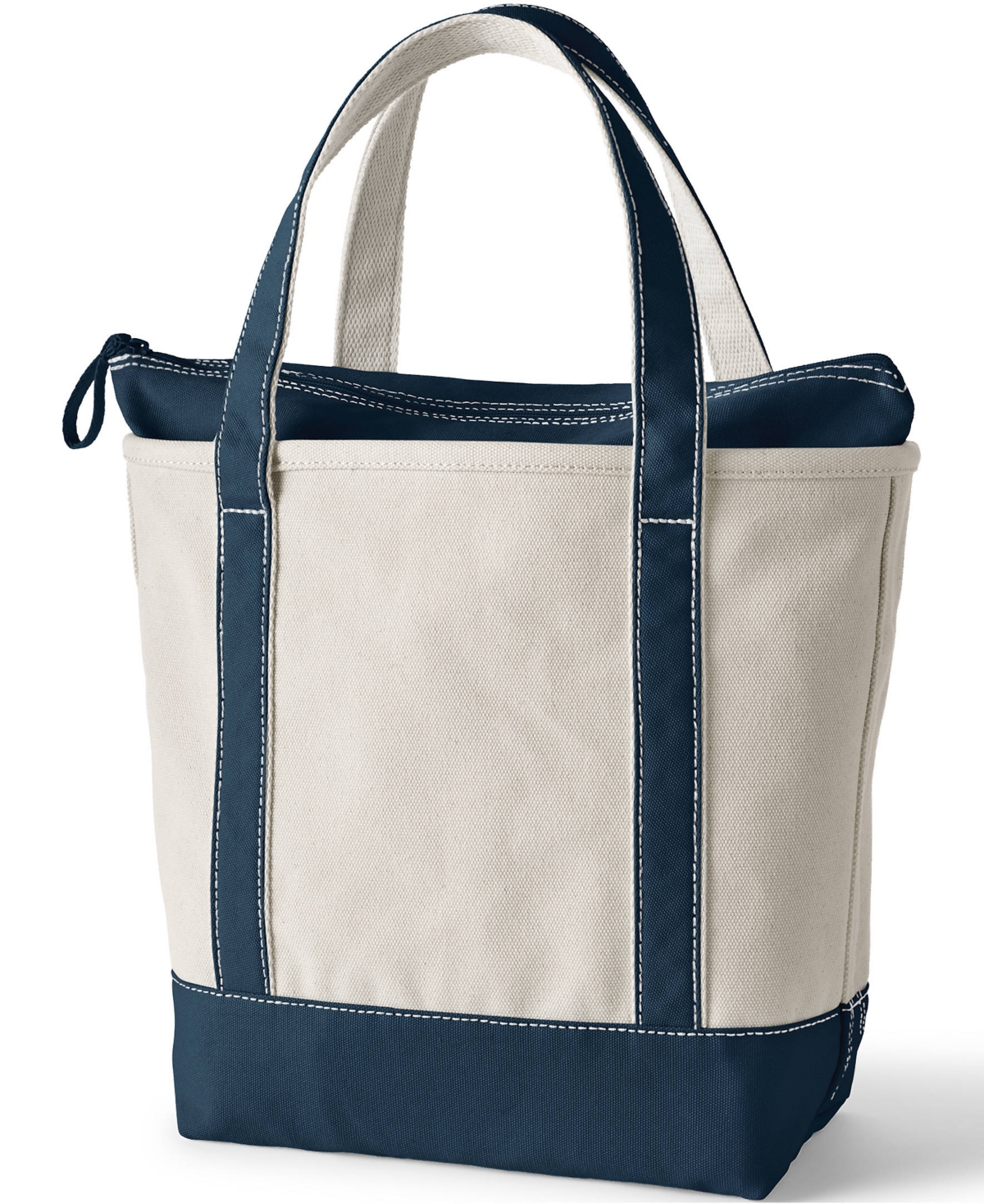 Medium Natural 5 Pocket Zip Top Canvas Tote Bag - Natural/black