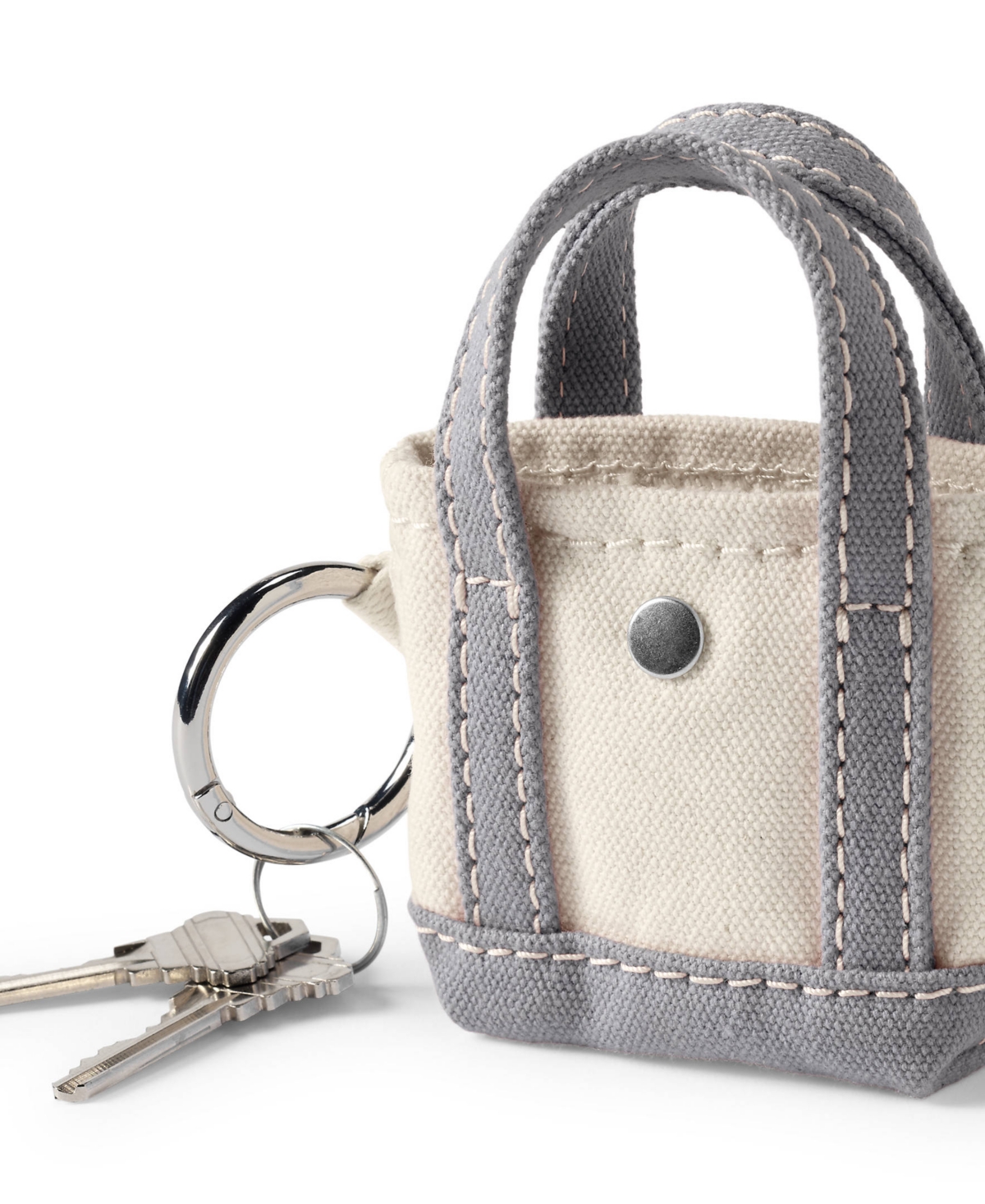 Mini Canvas Tote Charm - Natural/black