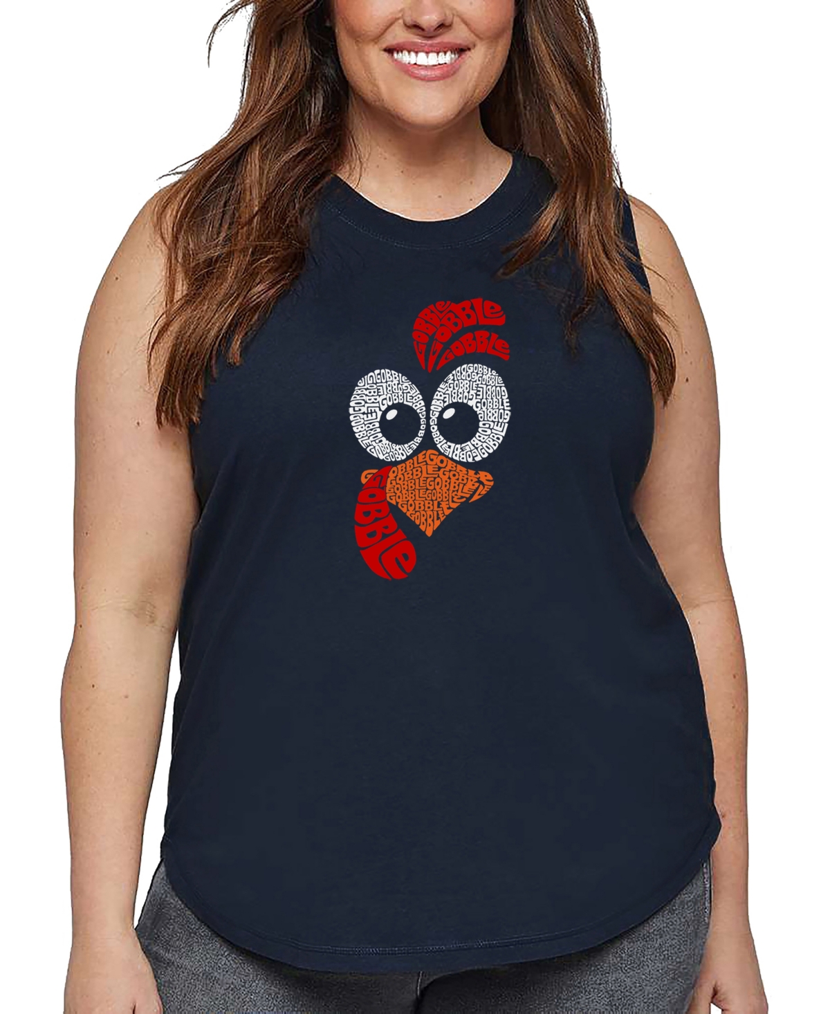 La Pop Art Plus Size Crazy Little Thing Called Love Word Art Tank Top In Blue