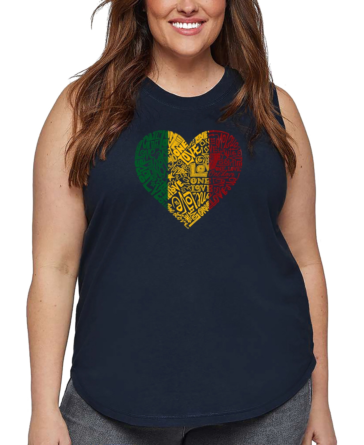 La Pop Art Plus Size Crazy Little Thing Called Love Word Art Tank Top In Blue