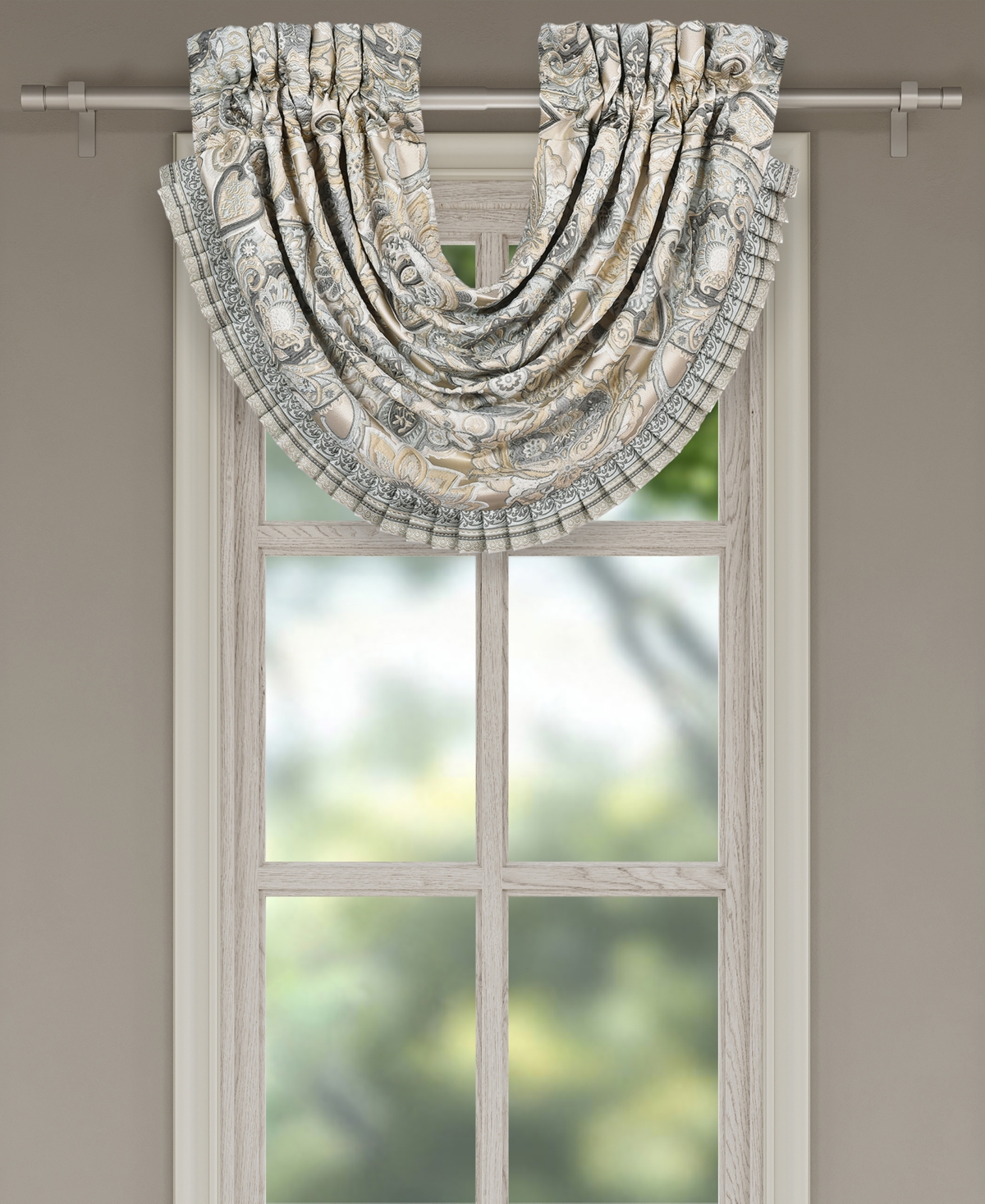 J Queen New York Annabelle Window Waterfall Valance, 33" X 49" In Blue