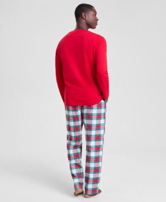 Men's Merry Mix Plaid Crew Neck Matching Family Pajamas Set, Created for Macy's