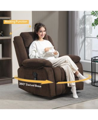 Massage Recliner Chair with Heat, Swivel Rocker with Footrest,